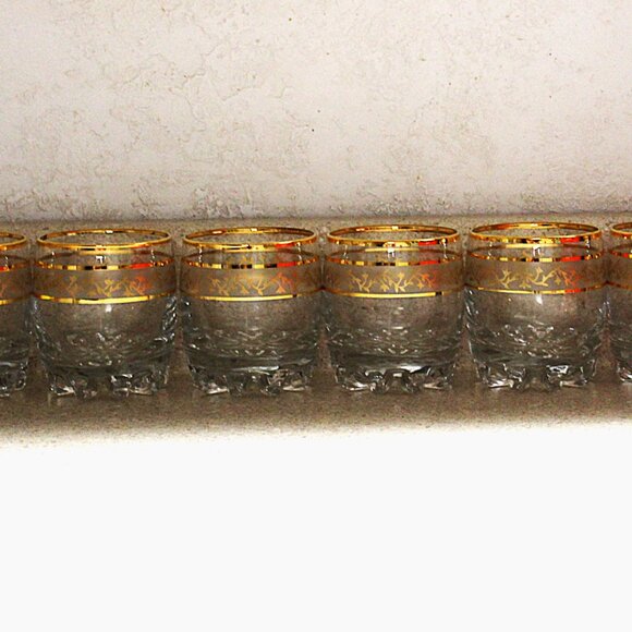 Vintage Victoria Crystal Whiskey Glasses – Gold Trim – Rocks Glass Set – Holiday - Picture 2 of 16